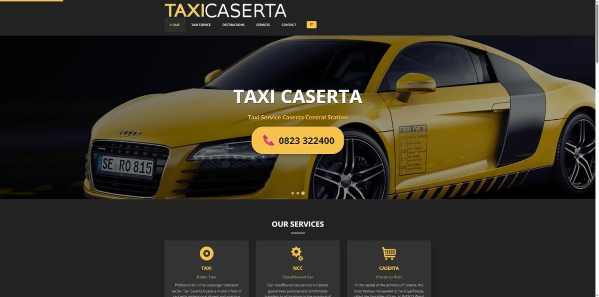 Homepage del sito realizzato per Servizio Taxi Caserta